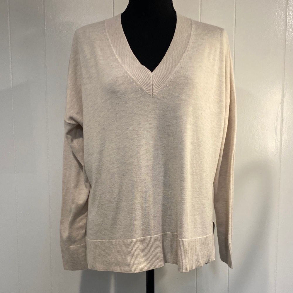 Cashmere Blend Sweater Quiet Luxury Capsule | V-Neck Knit | Soft Neutral | Small